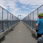 Bike path on freeway overpassBike path on freeway overpass