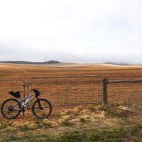 Bike with wind turbines in the mist