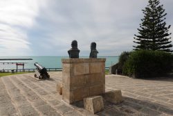 Matthew Flinders and Nicolas Baudin looking out to sea at Robe