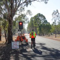A red light on the road to and from nowhere!