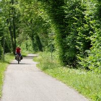 Riding along a canal path